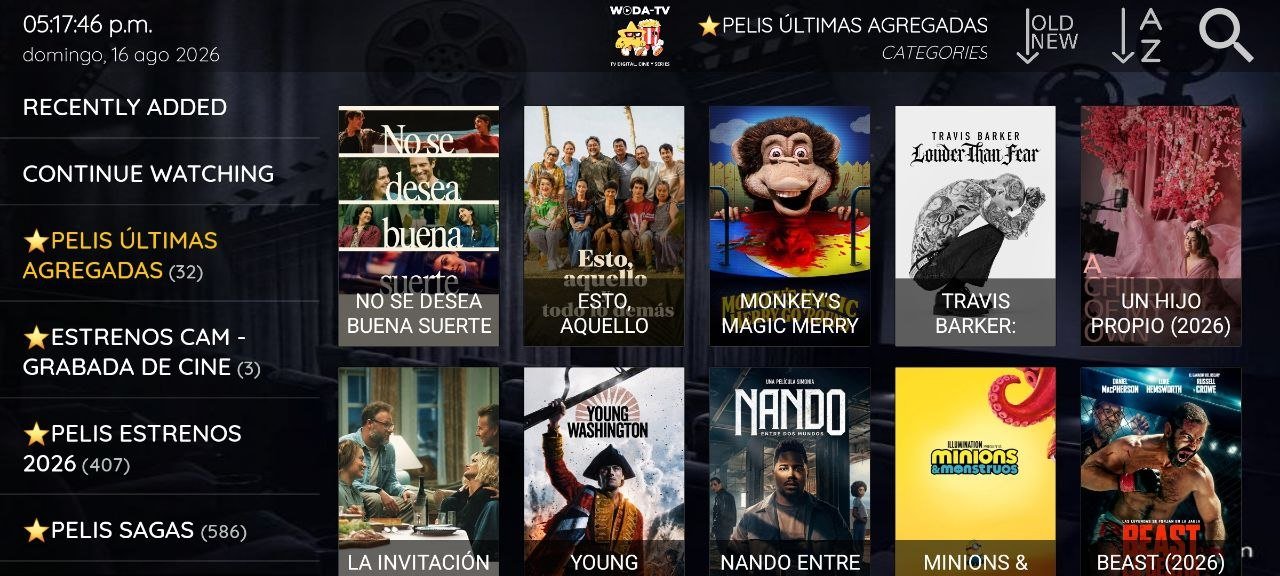 Catálogo de películas en la app Clásica