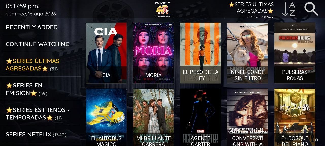 Catálogo de series en la app Clásica