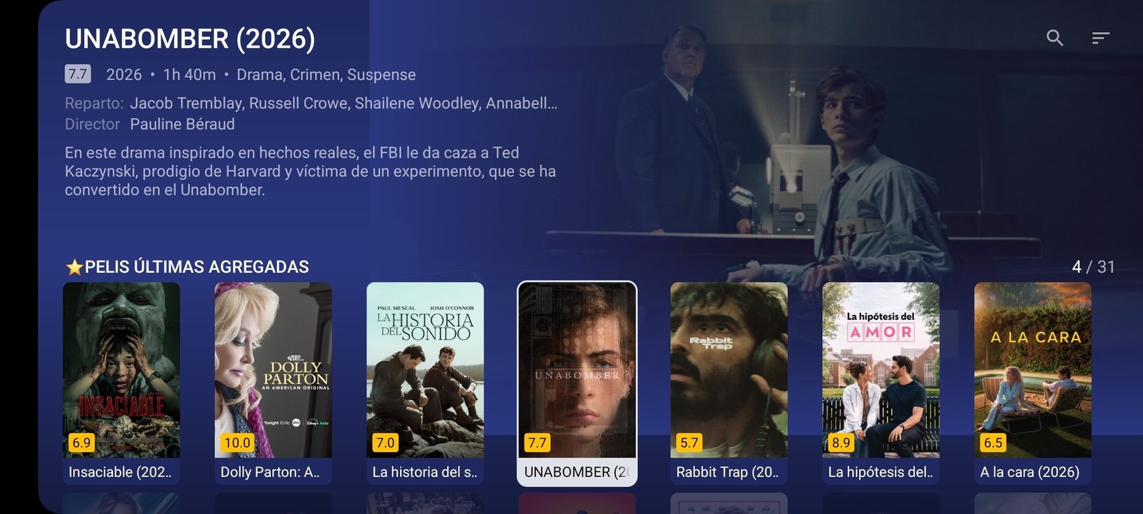 Ficha de película en la app TiVi Mate