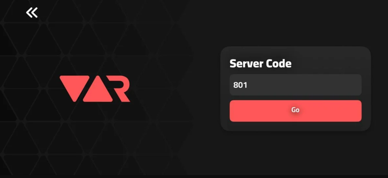 Pantalla Server Code con el número 801