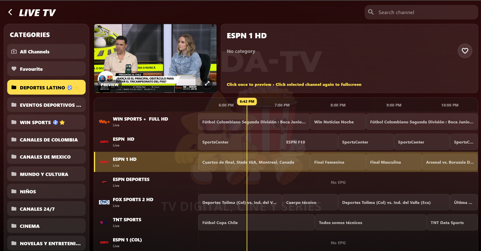 TV en vivo con guía de programación